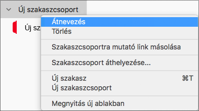 Szakaszcsoport átnevezése a Mac OneNote-ban