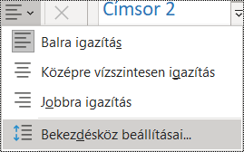 Képernyőkép a Kezdőlap menü Bekezdésköz beállításai eleméről