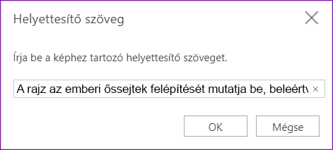 Helyettesítő szöveg párbeszédpanel a Webes OneNote-hoz
