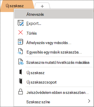 Képernyőkép egy helyi menüről, amelyben az Átnevezés lehetőség van kijelölve