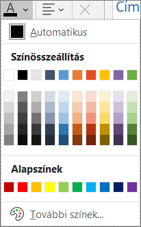 Képernyőkép a Kezdőlap menü Betűszín eleméről