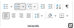 A menüszalag Bekezdés csoportja az Outlookban.