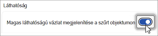 Képernyőkép a Láthatóság körvonala gombról.
