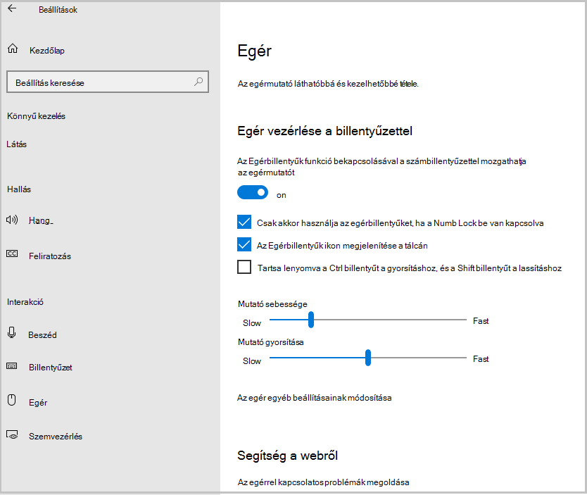 Képernyőkép a Windows10 bekapcsolásárólEgérbillentyűk