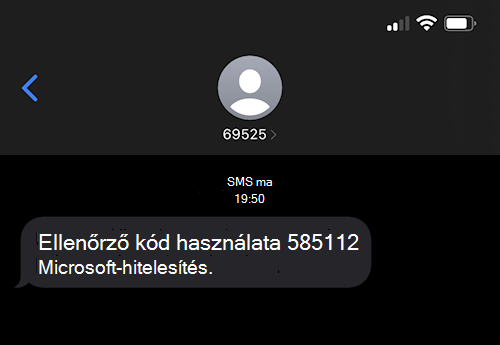 Képernyőkép a Microsoft 69525-ös számozott SMS-éről