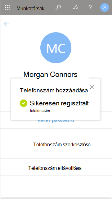 A hozzáadott felhasználói telefonszám mentése az Oktatói csoportba