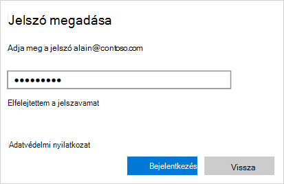 Jelszó megadása képernyő