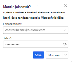 Képernyőkép a jelszó mentésére szolgáló párbeszédpanel-ajánlatról