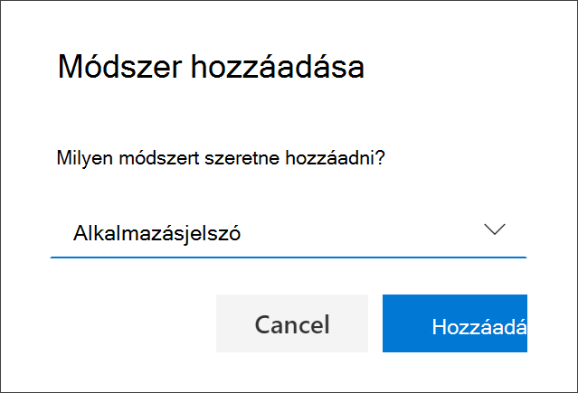 Add method box, with App password selected