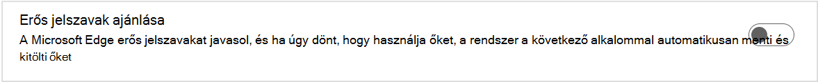 Képernyőkép a Suggest-strong-passwords (Erős jelszavak felajánlása) funkcióról.