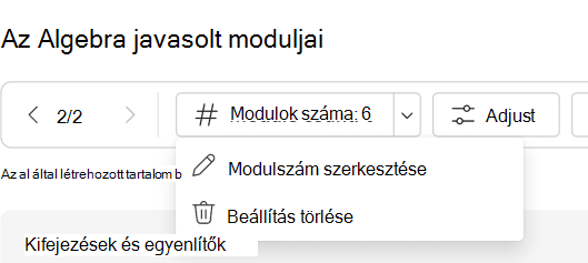 beállítás törlése