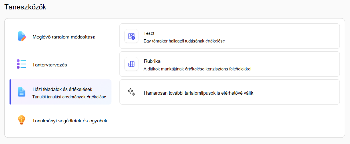 Oktatási eszközök a Tanítás appban