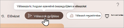 Képernyőkép arról, hogy hol adhatja meg, hogyan szeretné összegyűjteni a válaszokat a Microsoft Forms szolgáltatásban.