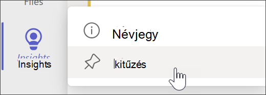 Képernyőkép a Betekintések alkalmazás alkalmazássávon való rögzítéséről.