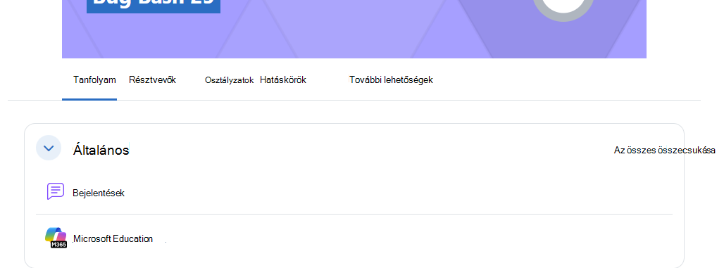 Moodle kattintás Microsoft Education elemre