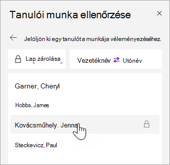 Képernyőkép a névrendezésről.