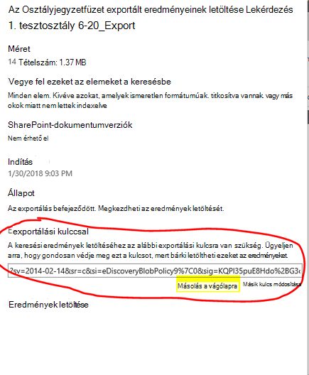 Eredmények letöltése
