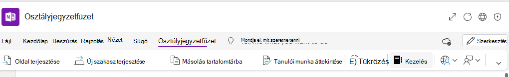 Képernyőkép: jegyzetfüzetek kezelése.