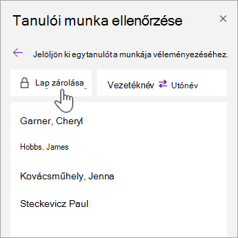 Válassza az Oldalzárolás lehetőséget.