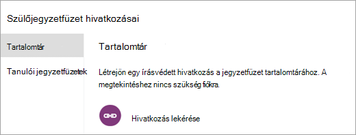 Szülői és gondviselői hivatkozásokat hozhat létre a tartalomtárhoz a