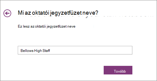 Oktatói jegyzetfüzet nevének kiválasztása