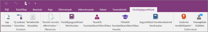 Az Osztályjegyzetfüzet lap.