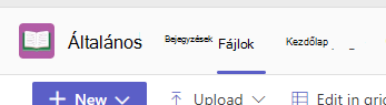 Képernyőkép egy Teams-csatorna Files lapjáról.