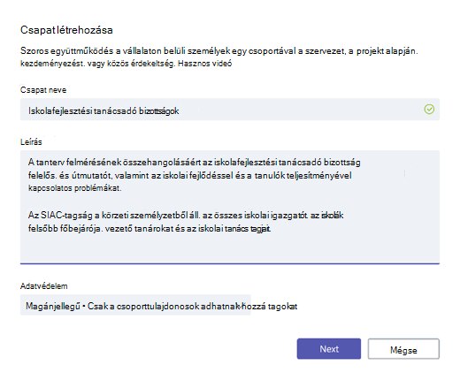 Csoport létrehozása