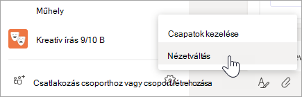A nézetváltáshoz válassza a csoportlista alján található További beállítások lehetőséget.