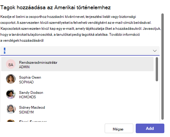 tanulók listája