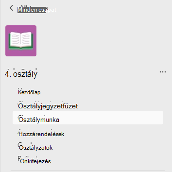 Képernyőkép a tanulók menüjéről.