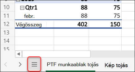 Az Összes lap menügomb