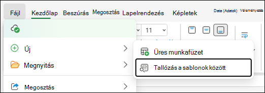 Sablonok tallózása a Webes Excel-hez