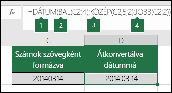 Szöveges karakterláncok és számok dátummá alakítása