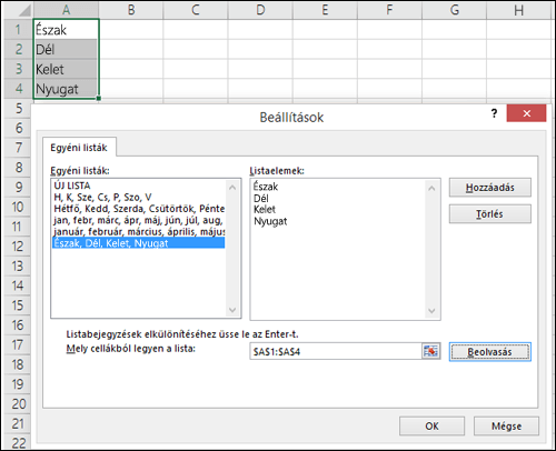 Az Egyéni lista párbeszédpanel a Fájlbeállítások > lapon > : Speciális > Általános > Egyéni listák szerkesztése. Excel 2007 esetén kattintson az Office-gombra, > Az Excel beállításai > , a Népszerű > párbeszédpanel, Egyéni listák szerkesztése.