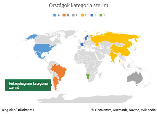 Excel-térképdiagram kategória szerint