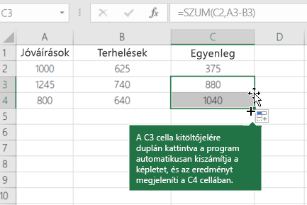 Példa folyó egyenleg számítására