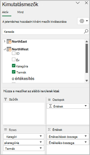 Több tábla mezőlistája