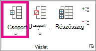 Az Adatok lap Csoportosítás gombja