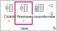 Az Adatok lap Csoportbontás gombja