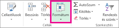 A Kezdőlap lap Formátum gombja