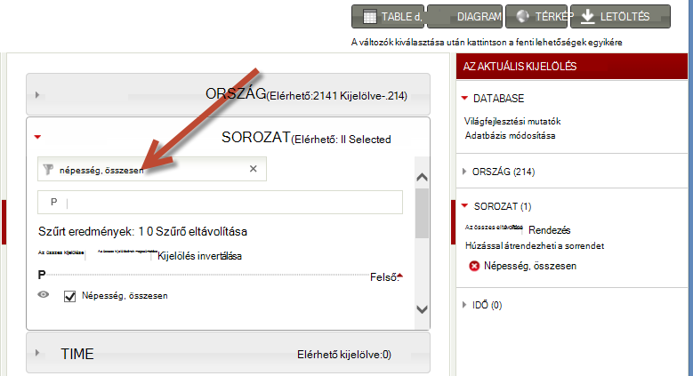 Adatkészletek kijelölése a worldbank.org webhelyen