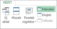 Felosztás parancs a menüszalagon