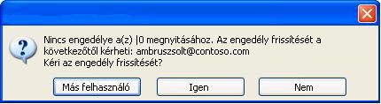 Párbeszédpanel a Word alkalmazásban, amely azt mutatja, hogy egy korlátozott hozzáférésű dokumentumot jogosulatlan felhasználónak továbbítottak