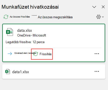 Adott munkafüzet frissítése a Windows rendszerben