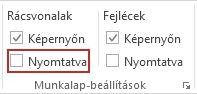 A Lapelrendezés lap Munkalap-beállítások csoportja