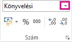 A Kezdőlap lap Szám csoportja