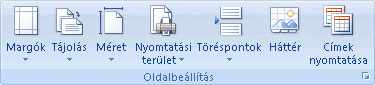 Az Excel menüszalagja