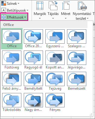 Témaeffektusok a Lapelrendezés lapon