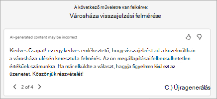 A Copilot automatikusan létrehoz egy javasolt meghívószöveget. Itt szerkesztheti a szöveget, vagy az Újraírás a Copilottal lehetőséget választva kérheti meg, hogy hozzon létre egy új verziót.